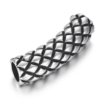 stainless steel tube slider beads polished netted curved 9mm hole bead slide charms accessories for diy jewelry making
