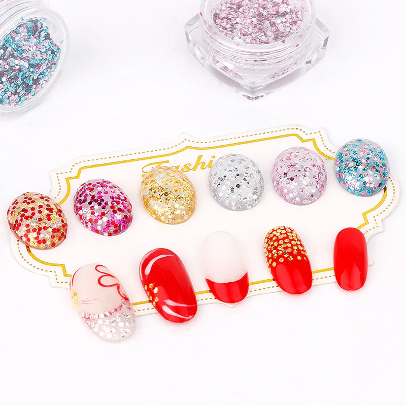 Блестящие хлопья для ногтей 12 коробок 3D шармы смешанные цвета сердце золотая