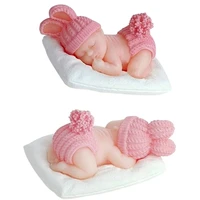 sleeping baby pillow silicone mold fondant candle epoxy ornaments soap mold for pastry cupcake decorating kitchen accessories