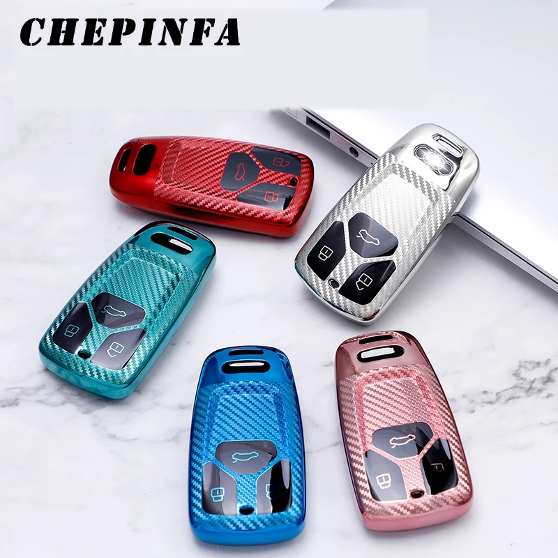 Чехол из углеродного волокна TPU для автомобильных ключей защитный чехол Audi A4 4L 5 6L