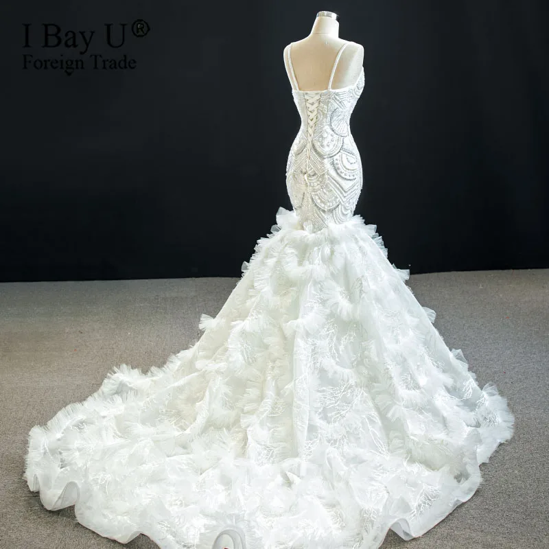 Размера плюс платье-русалка украшенное бусинами свадебное платье 2020 сексуальный