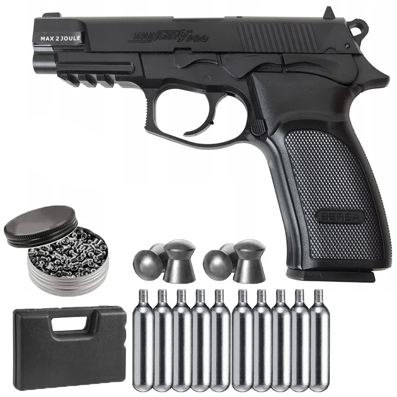 

Artillery metal weapon, pistolasg GNB CO2 bersa, with 5x12 CO2 tanks and a pack of 500 carat lead pellets, Metal wall plate
