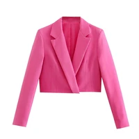 nlzgmsj za women 2021 cropped blazer woman long sleeve office lady blazers coat women fashion single button ourerwear top 202107