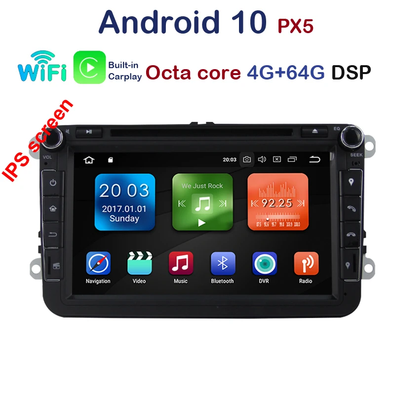 2 din Android 10 0 Octa Core 4 Гб 64 автомобильный DVD для VW Passat CC Polo GOLF 5 6 Touran EOS T5 Sharan Jetta Tiguan GPS