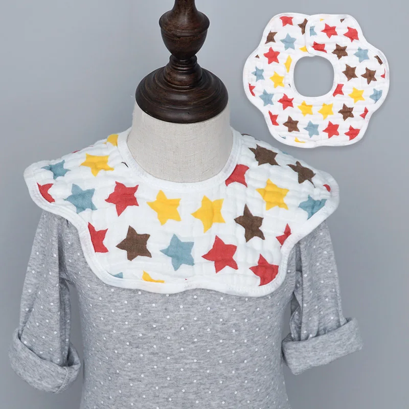 Colorful stars Брендовые Детские нагрудники для девочек и мальчиков, для малышей, для кормления, муслин, бурп, тканевый платок, 8 слоев, хлопковая бандана Нагрудник слюнявчик полотенце, детские вещи - Цвет: Colorful stars