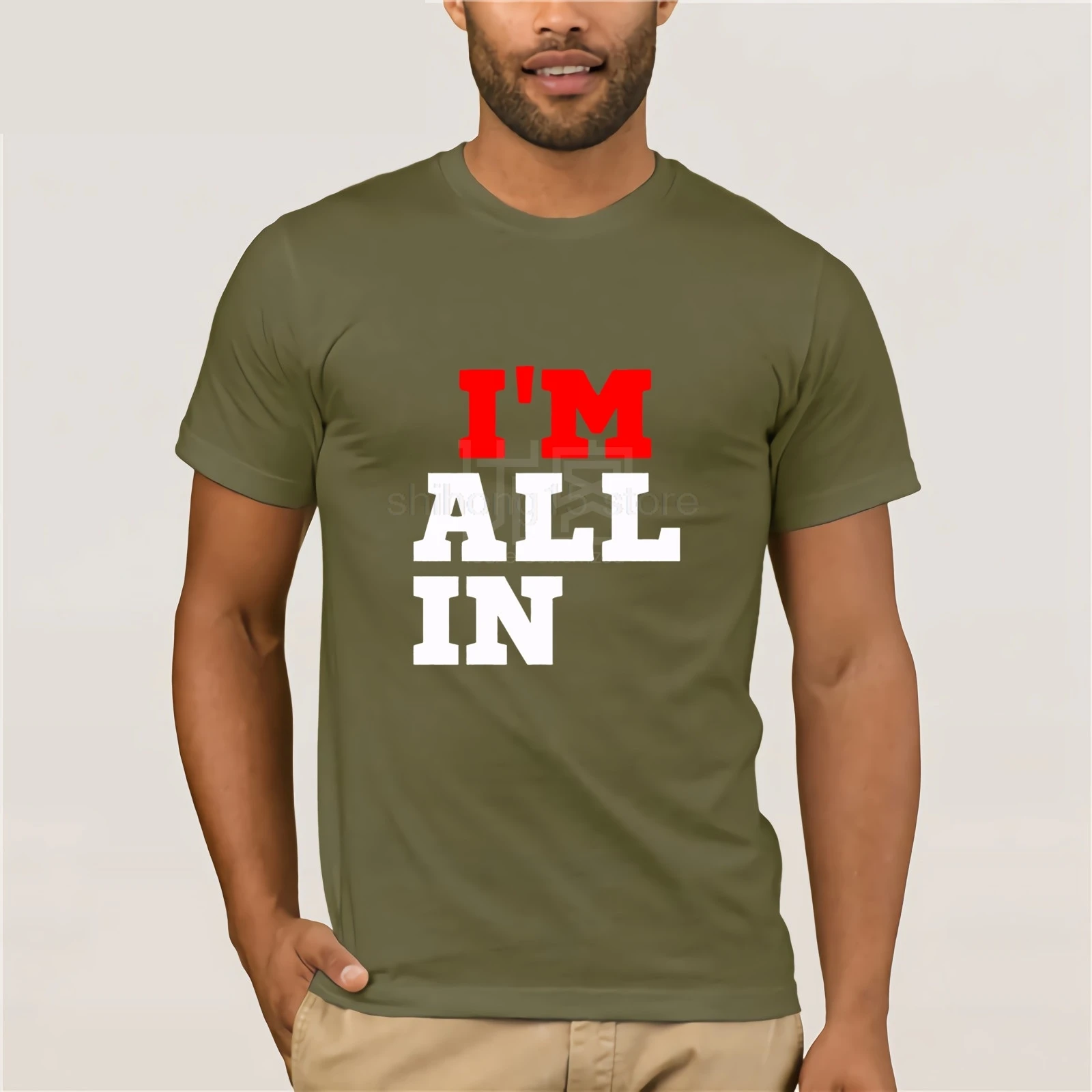 Хорошая футболка для парней, популярная футболка с надписью «I'm All In Funny offening Texas Hold Em Poker Cards» в Лас-Вегасе, обтягивающая футболка - Цвет: army green
