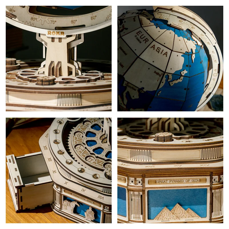 

3D Wooden Puzzle Games Globe Earth Ocean Map Ball Assemble Model Toys Gift for Children Boys Building Educational LegoINGLYS