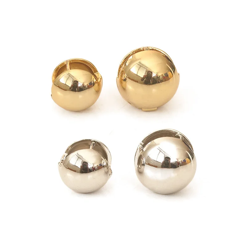

1pair New Smooth Mirror Hollow Three-dimensional Round Button Earrings Cool and Cool, Versatile Earrings