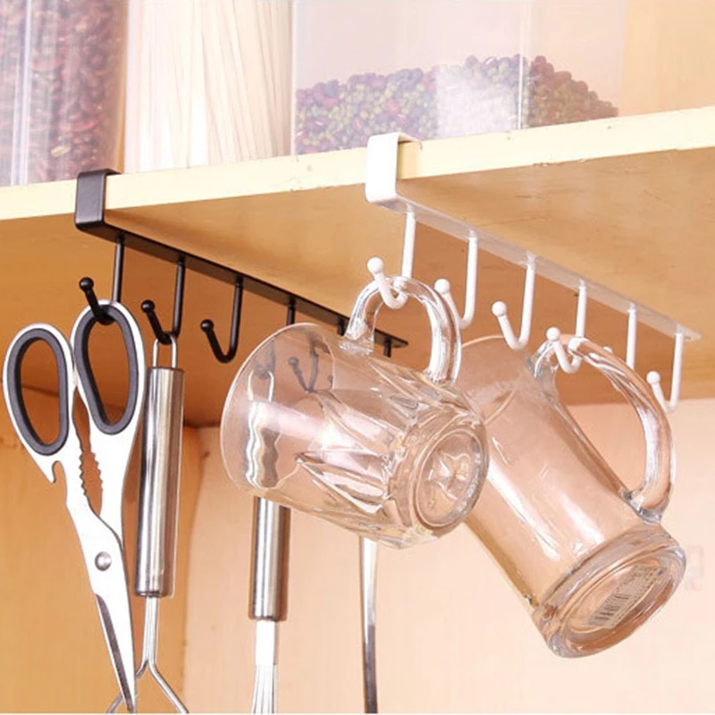 6 крючков металлический держатель для хранения кухни один ряд чашки вешалка на
