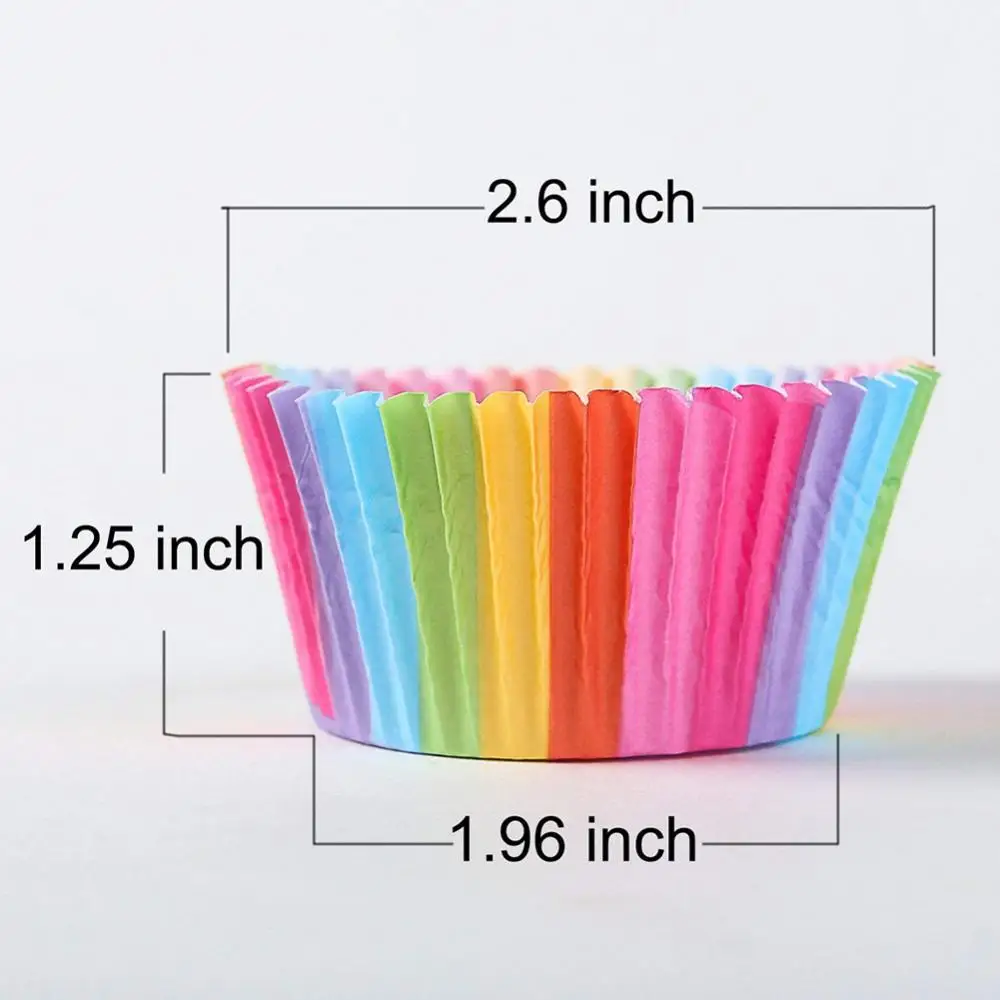 

80%HOT100Pcs Colorful Rainbow Cupcake Cake Case Muffin Baking Cup Birthday Party Decor