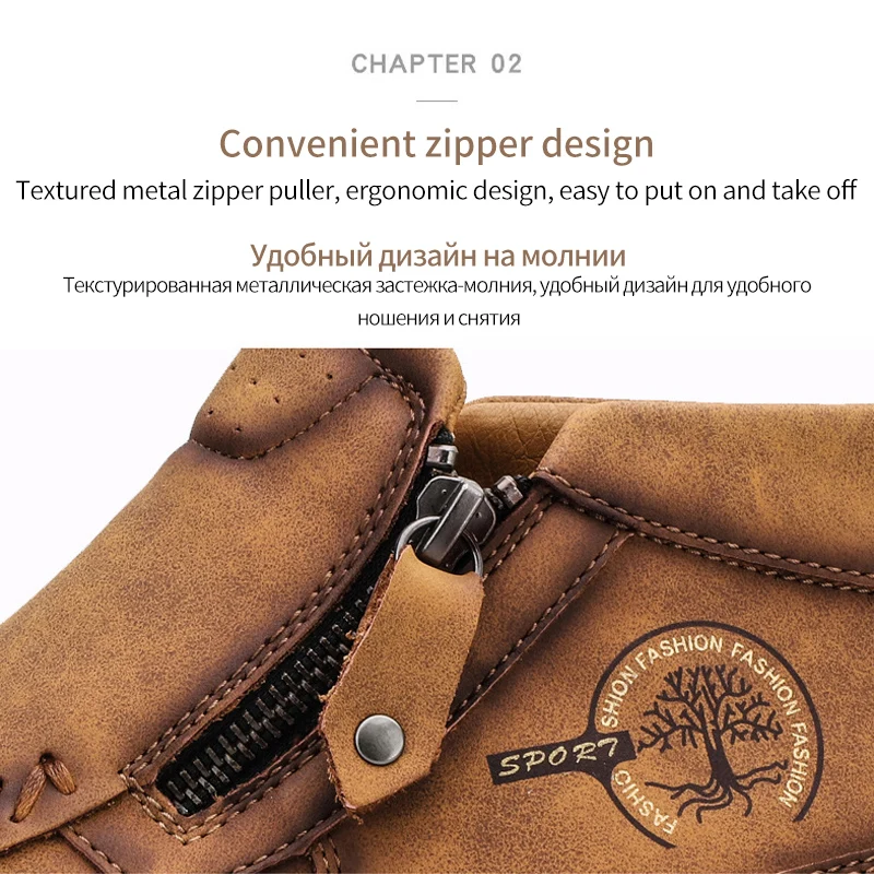 Jual YIGER Pria Outdoor Boots Pria Pergelangan Kaki Sepatu Olahraga Pria Ukuran Besar Pria Anti Slip Hangat Sepatu Bot Salju Musim Dingin Retro Kasual Ritsleting Sepatu