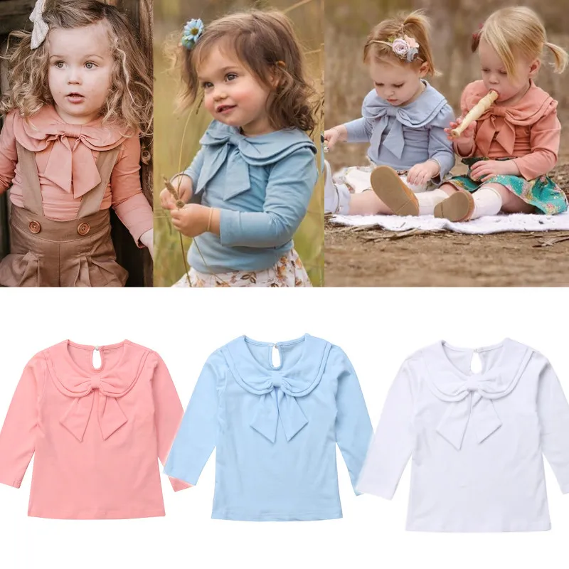 Детские однотонные рубашки Pudcoco для маленьких девочек топы принцесс футболка с
