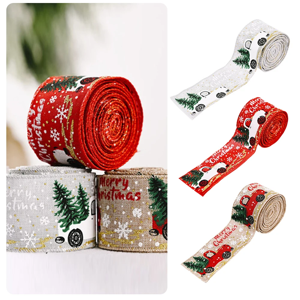 

Лента с имитацией конопляной ленты, Проволочная лента с краями, льняная лента, Рождественское украшение, красная и зеленая Снежинка, клетча...