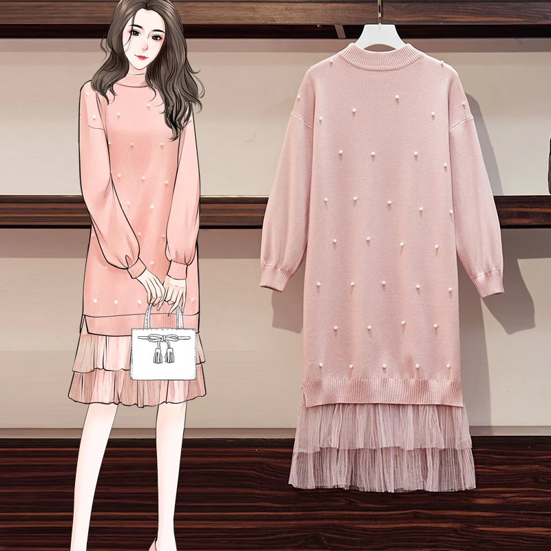 

Plus size women's dress 2020 new spring dress dress is thin and windy hip skirt fat mm smart skirt