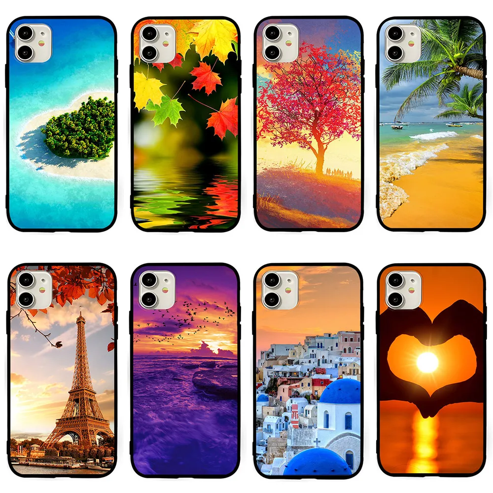 

Мягкий чехол для телефона из ТПУ для iPhone 13, 12, Mini, 11 Pro, XS, Max, XR, X, 8, 7 Plus, 6S, 6 Plus, 5S 5, SE, 2020, силиконовый чехол с изображением пейзажа