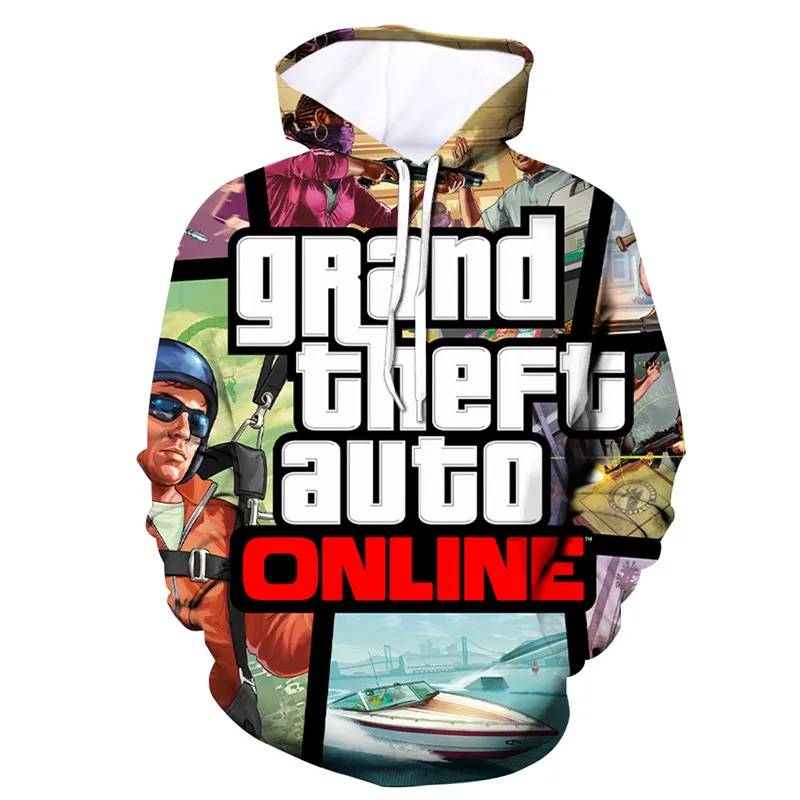 2019 GTA 5 игровая Мужская/Женская мода с длинным рукавом капюшоном мужская уличная 3d