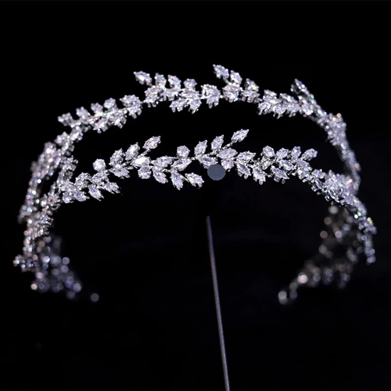 

Irregular CZ Zircon Wedding Tiaras Crowns Headbands Crystal Evening Hairbands Brides Hair Accessories Prom Jewelry