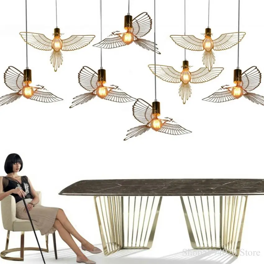 

Bird Stainless Steel Chandelie Lights Mall Sales Office Shop Decoration Home Modern Chinese Pendant Bird Light Led Lighting