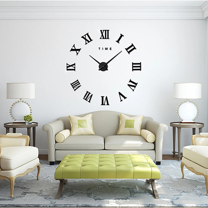 3D настенные часы сделай сам креативный дизайн зеркальная поверхность креативные