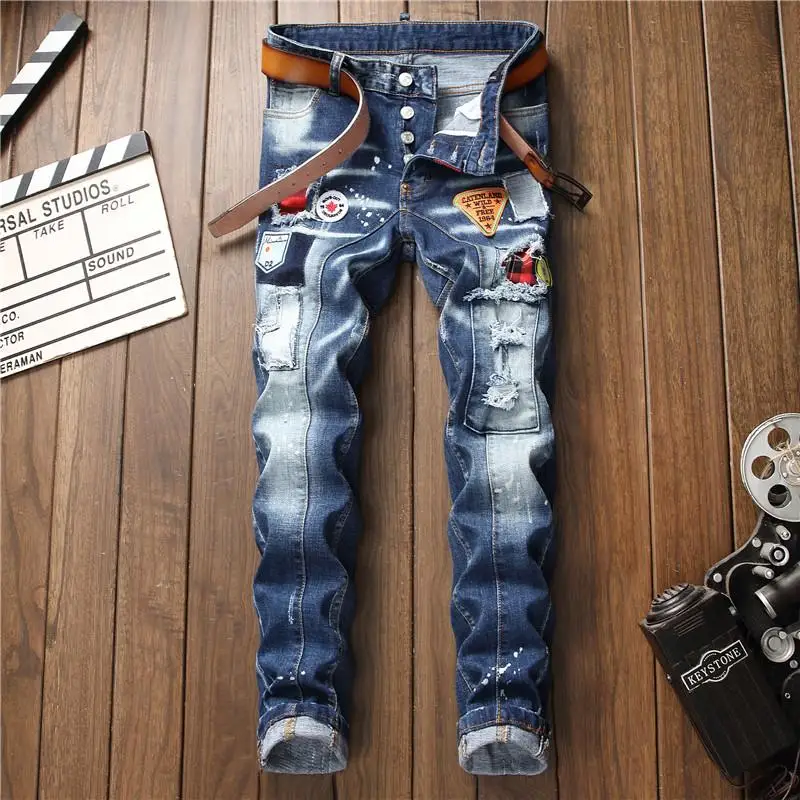 

New Men's Fashion Jeans Trousers Casual Hip Hop Over Size Skateboard Hipsters