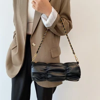 pu leather 2021 new barrel luxury designer crossbody bags for women fashion folds chain female shoulder bags handbags and purses