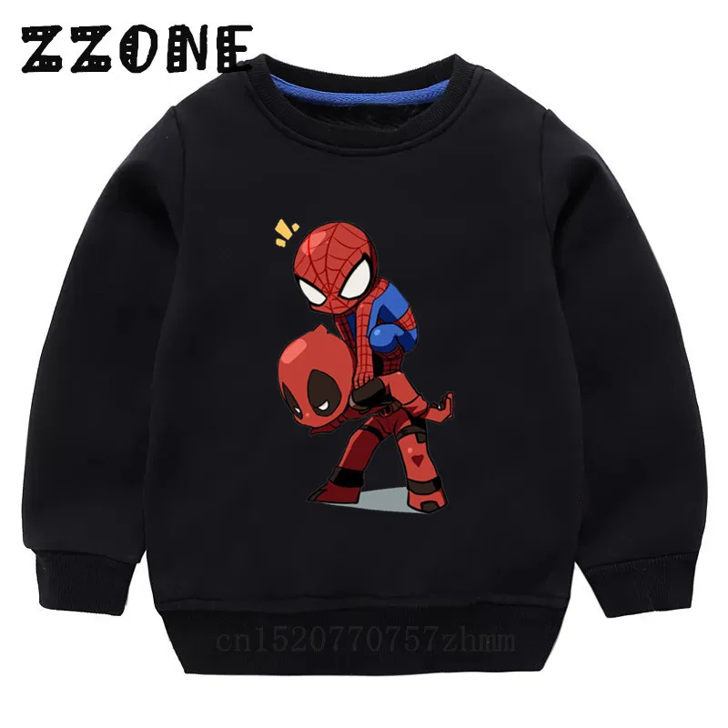 Детские толстовки со смешной Дэдпул и человеком пауком хлопковый пуловер для