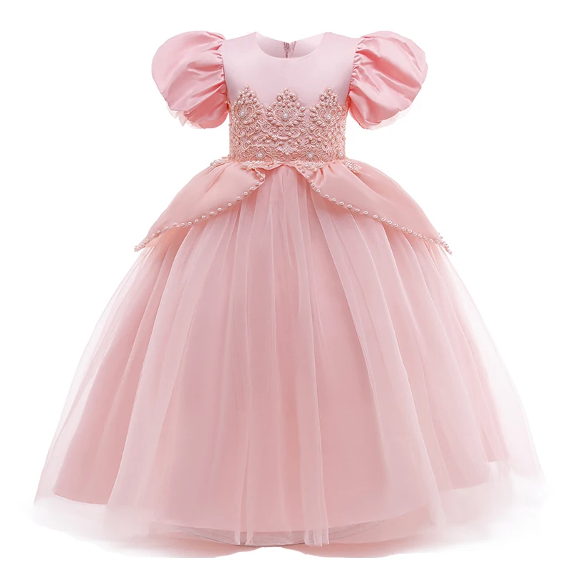 

2022 летнее платье для девочки, элегантное розовое платье принцессы с цветами для девочек, детское платье на Рождество, свадьбу, вечеринку, ба...