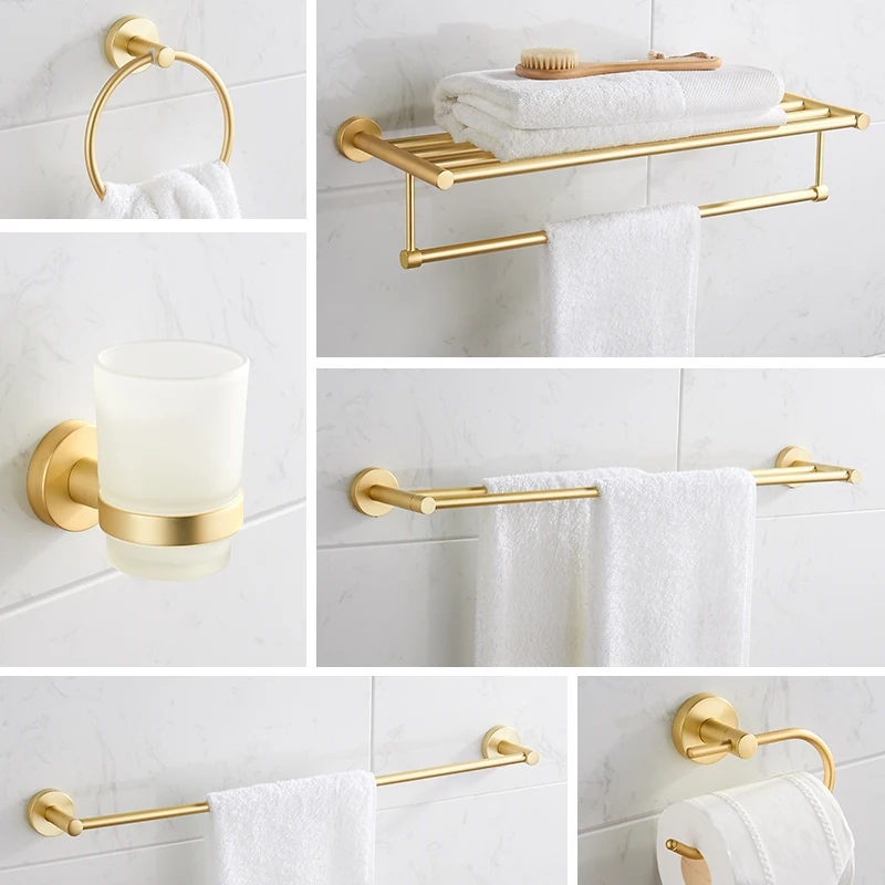 Матовая Золотая вешалка для полотенец аксессуаров ванной комнаты настенный
