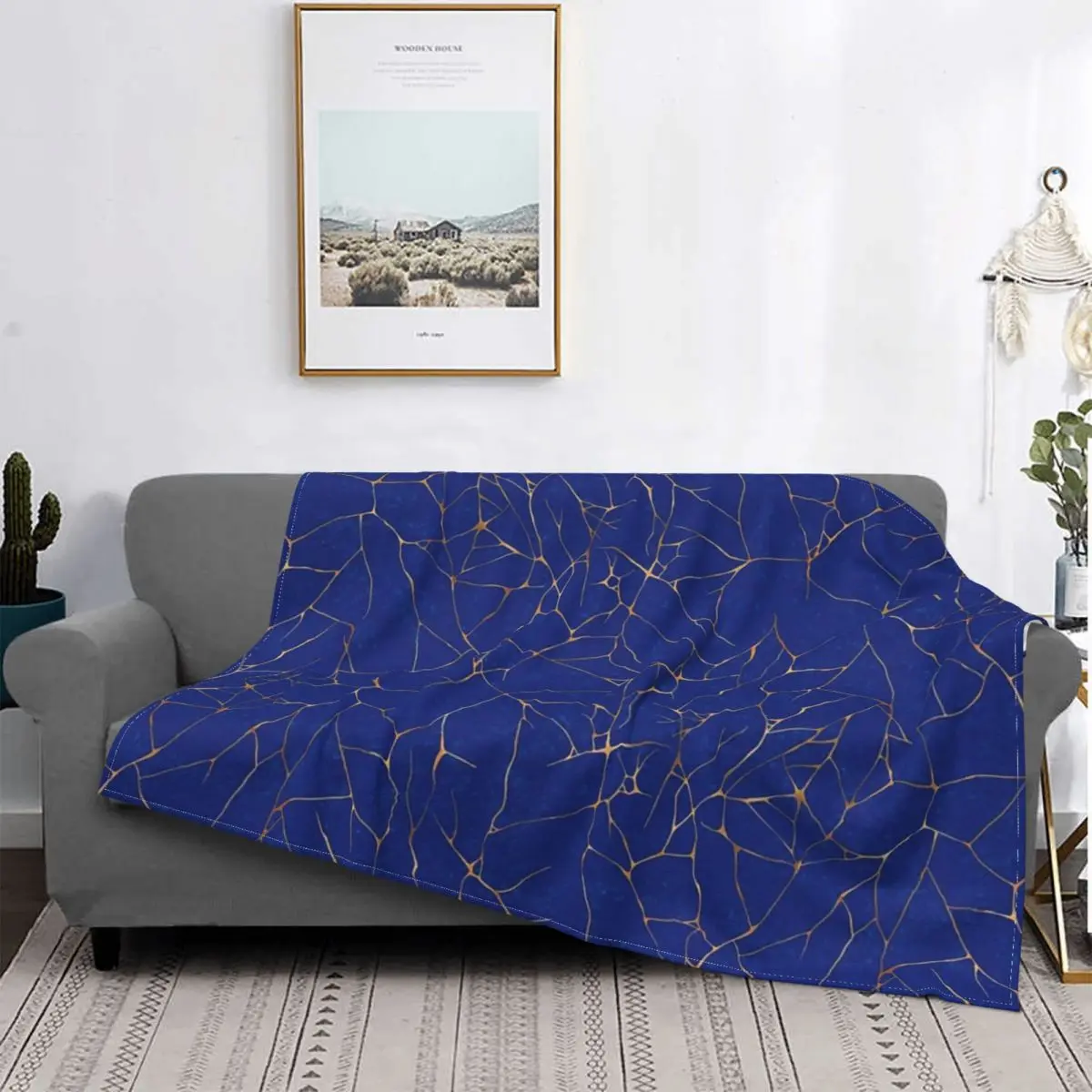 

Kintsugi-Manta Blue zafiro, colcha a cuadros para cama, sofa, toalla, manta de пикник, mantas para Baby