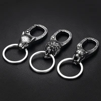 stainless steel animal vintage key chain for jewelry making accessories men lobster clasps findings egale lion skull cow wolf