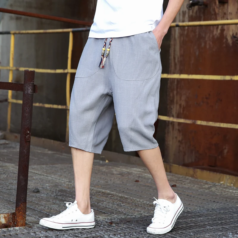 

Harem Pants Men Summer Casual Pants Mens Nice Cotton Linen Loose Trousers Male Oversized Calf-Length Pants 5XL Streetwear