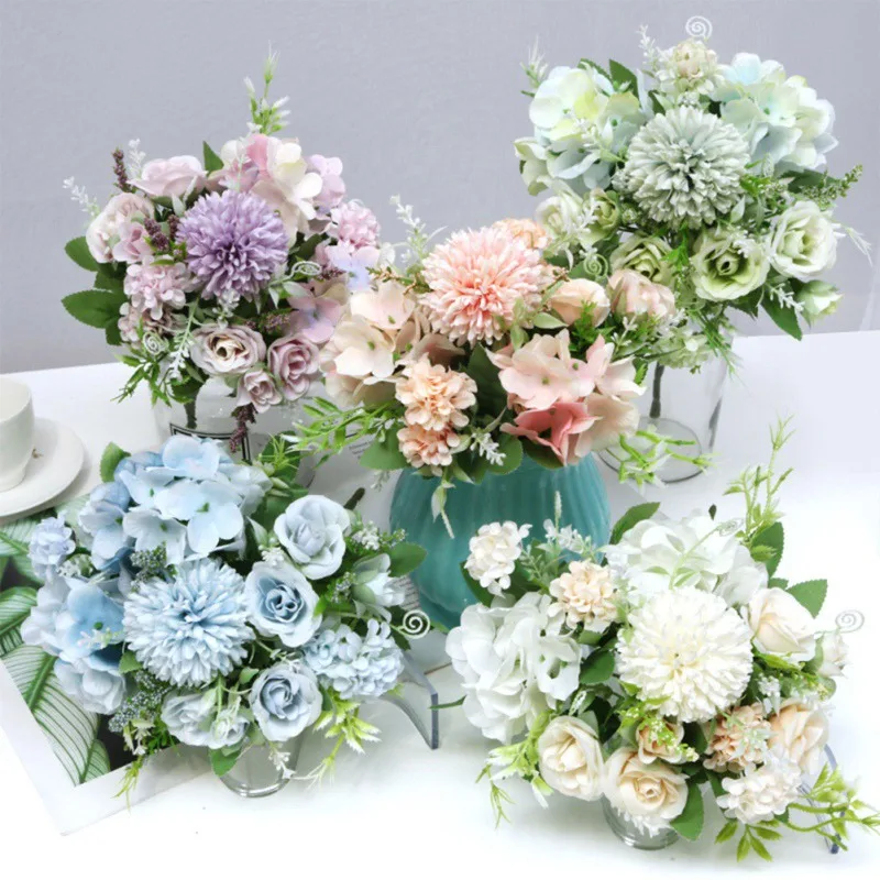 

7 Heads Hydrangea Flowers Artificial Rose Flower For Wedding Party Home Decoration DIY Accessories Fake Flowers Craft-A