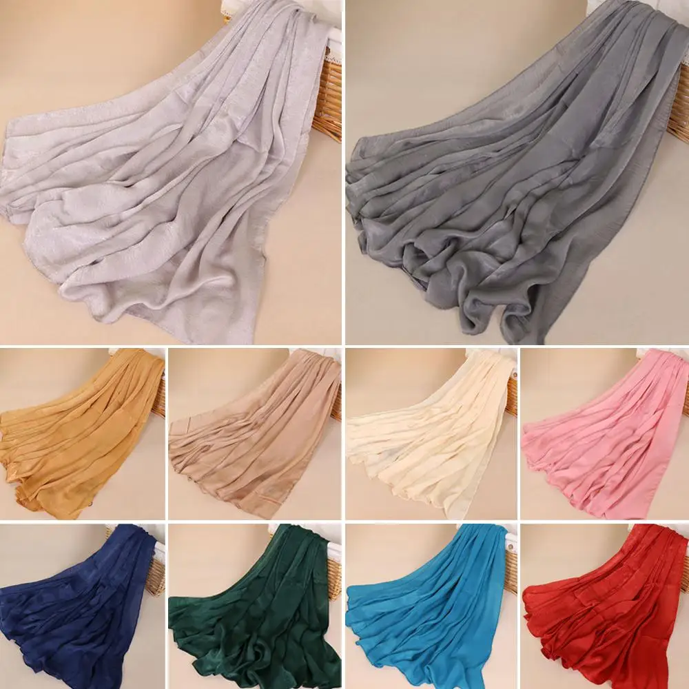 180*100 см мусульманский хиджаб из искусственной шелковой ткани длинный шарф