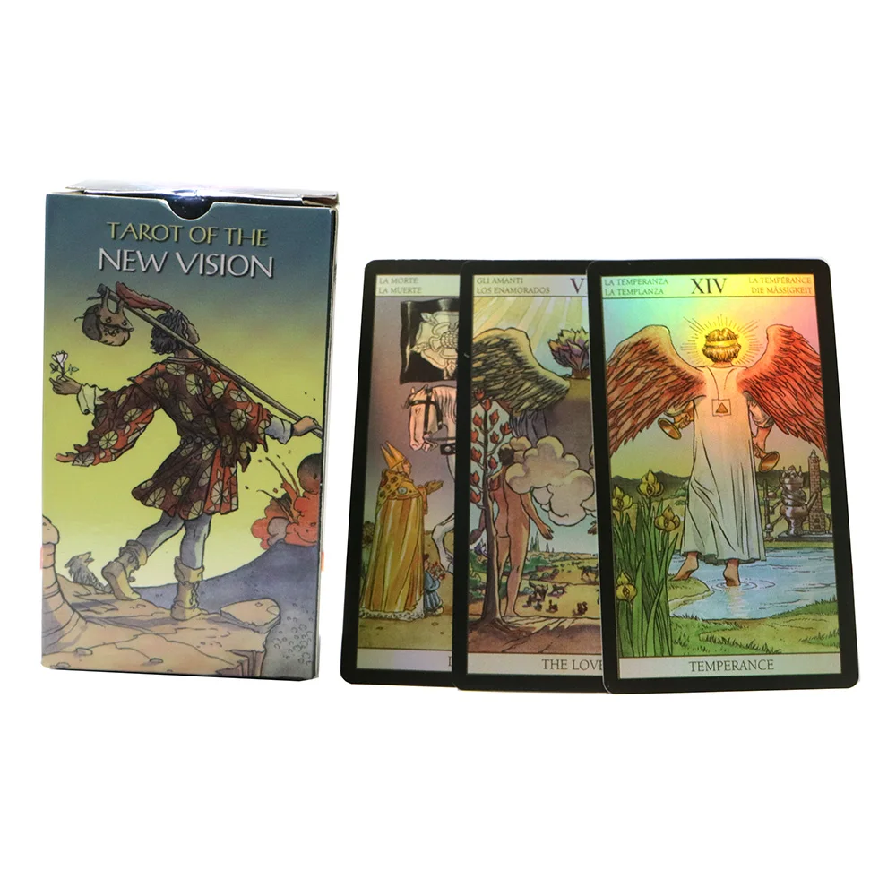 

New vision Shine tarot cards rider Tarot deck Holographic divination fate for women English Spanish French German card games