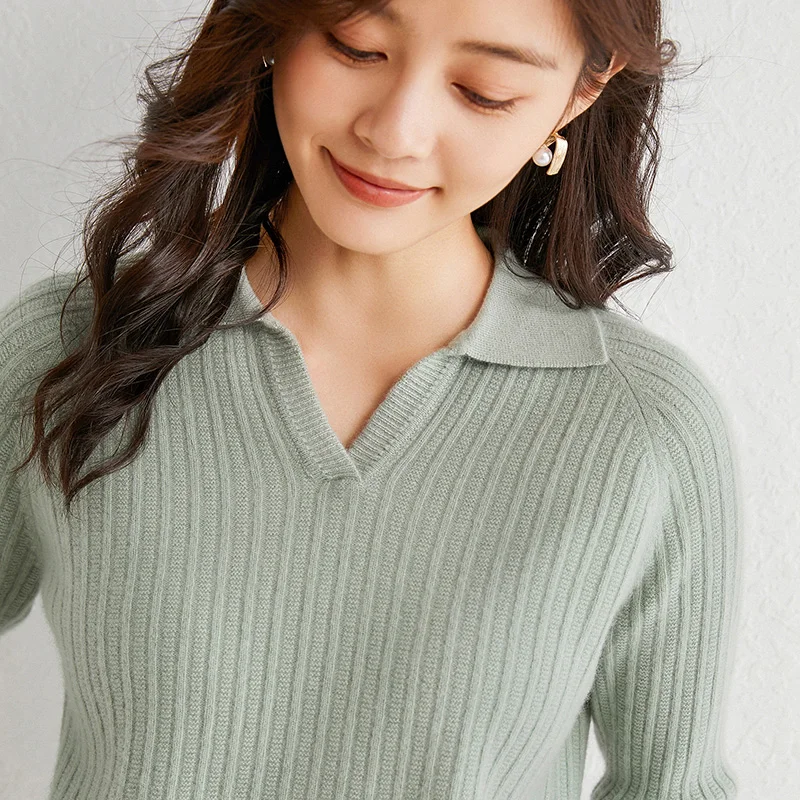 

Fashion casual female knitted real wool short slim pullover elasticity long sleeves sweater