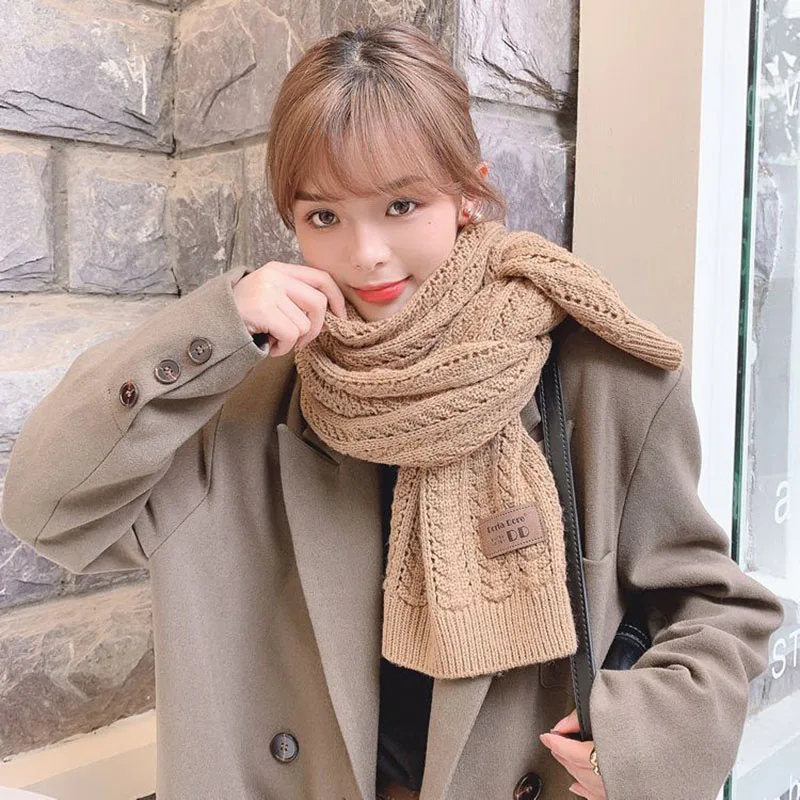 

2021 New Crochet Striped Scarf Women Winter Korean Version of Japanese Bib Retro Long Warm Adventure Knitted Scarf