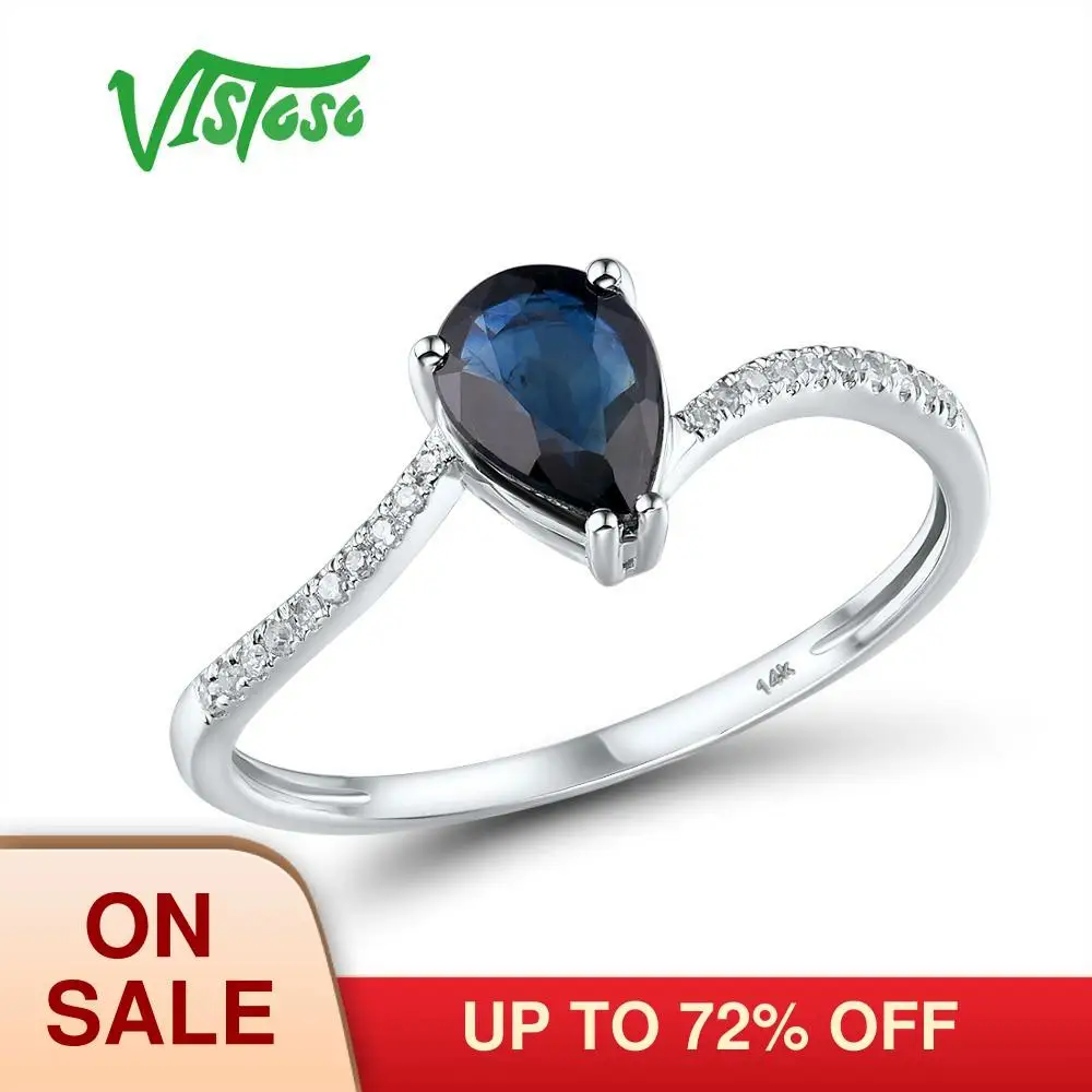 Женское кольцо с сияющим бриллиантом VISTOSO обручальное из белого золота 14 к 585