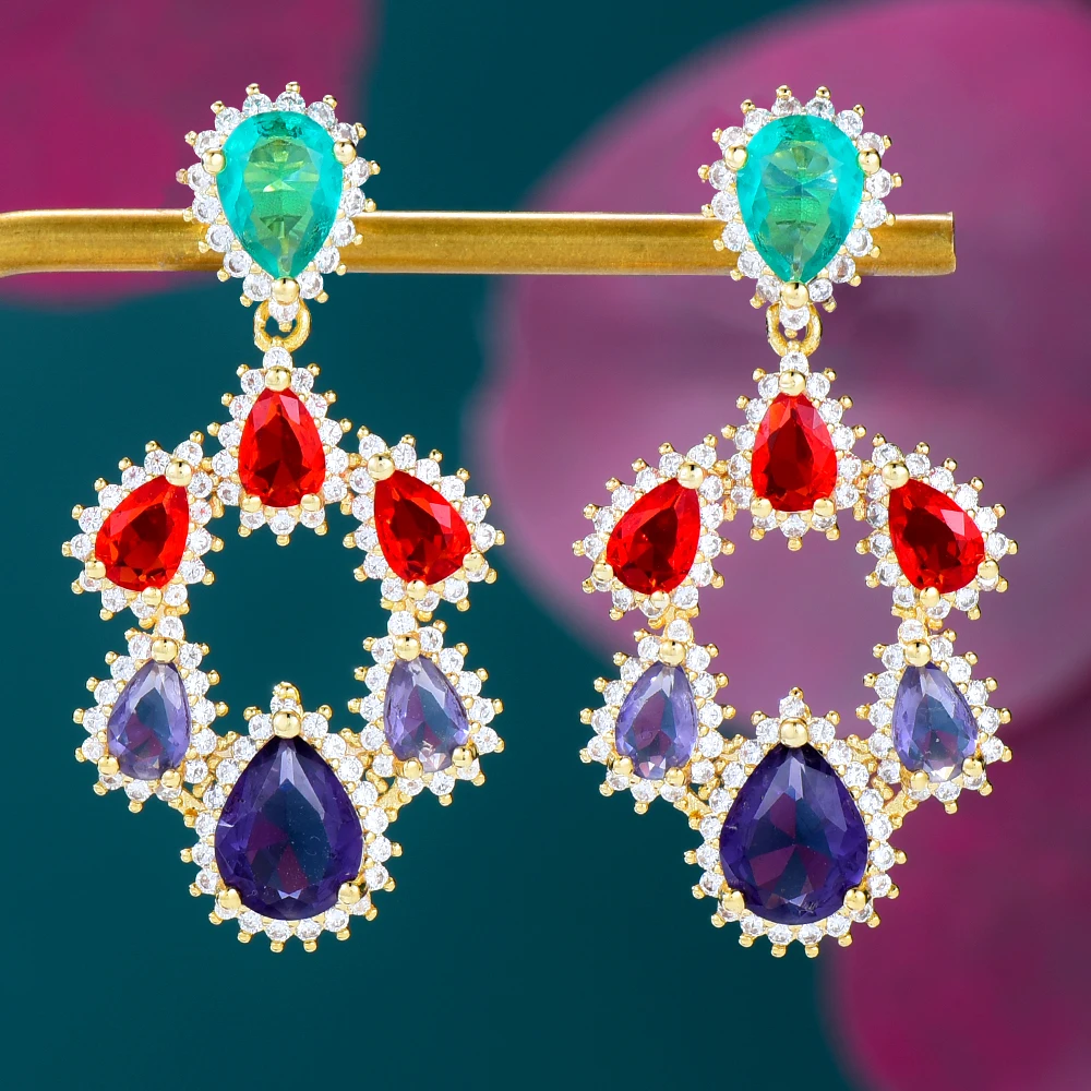 

missvikki Gorgeous Cute Sweet Romantic Pendant Earrings Full Austrian crystal Multicolor Trendy Bridal Wedding Jewelry HOT