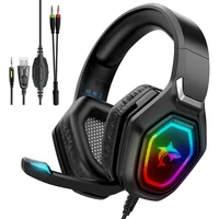 3 5mm wired gaming headset rgb light computer pc gamer over ear headphones game headphones bass stereo over head