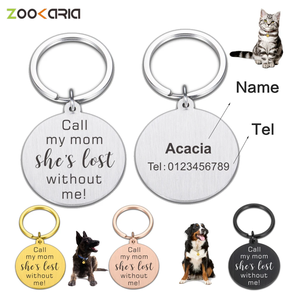 

Personalized Pet IDTags Keychain Anti-lost Engraved Owner Information For Cat Puppy Dog Collar Tag Pendant Key Pets Accessories