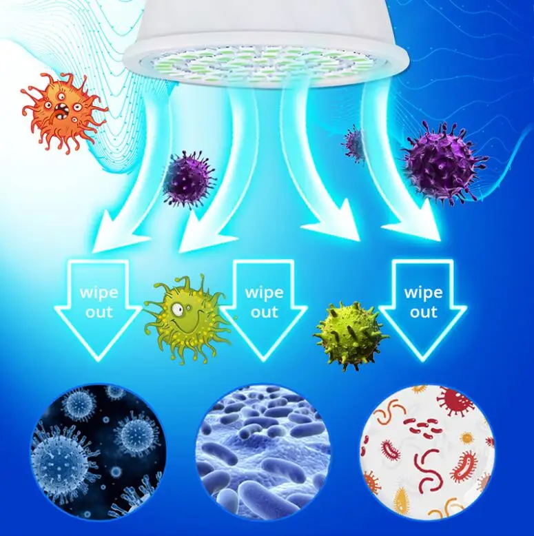 110V-220V E27 УФ-лампа для дезинфекции 2385 SMD LED Стерилизация 250нм УФ-Светлый гермицидный лампочка дезинфекция.