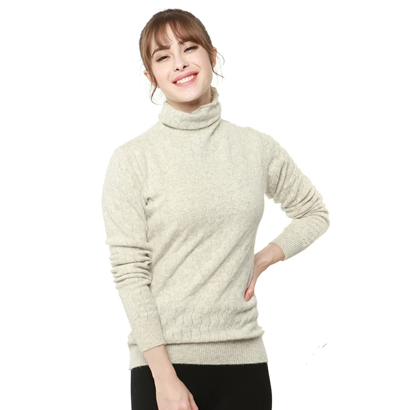 White grey LONGMING мериносовая шерсть Зимний кашемировый свитер женский Водолазка пуловер Женская зимняя одежда свитер джемпер вязаные топы - Цвет: White grey