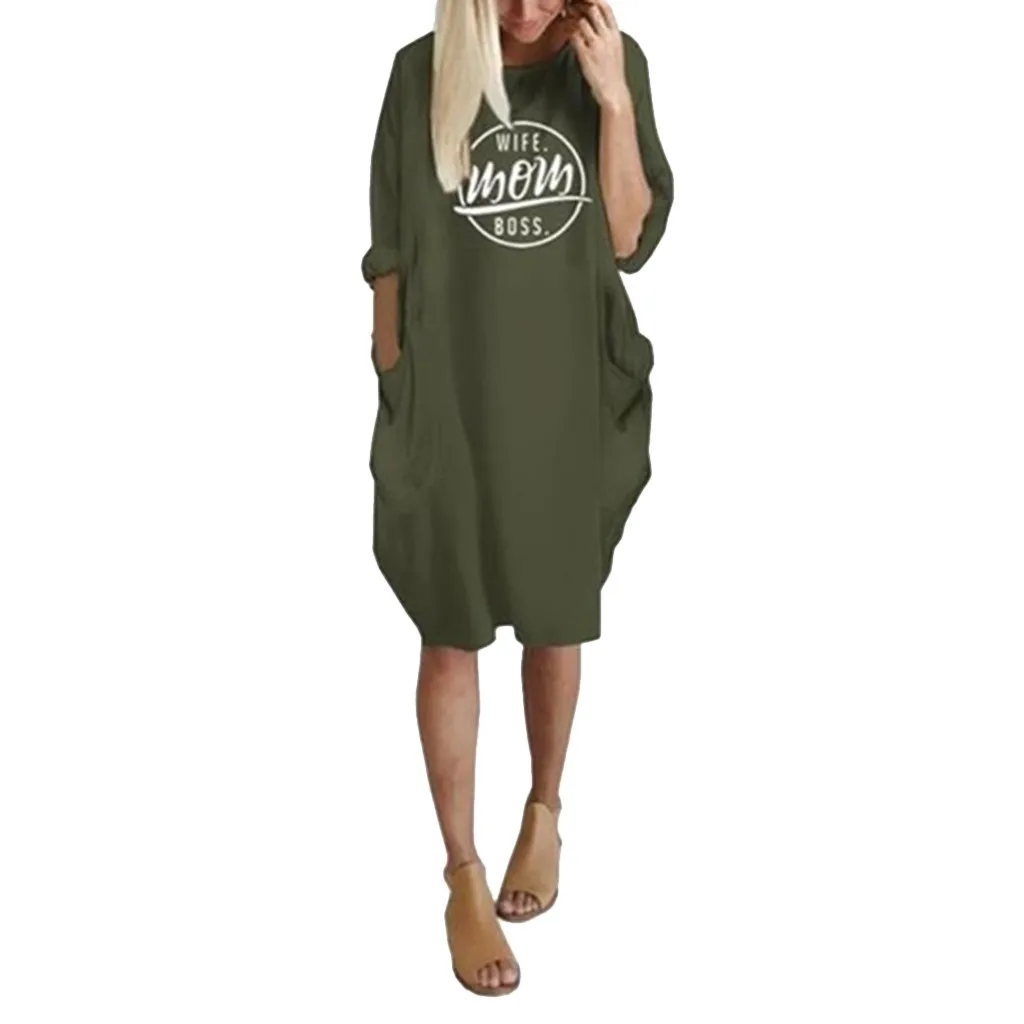 2019 женское летнее платье с длинным рукавом в стиле бохо принтом Короткое мини