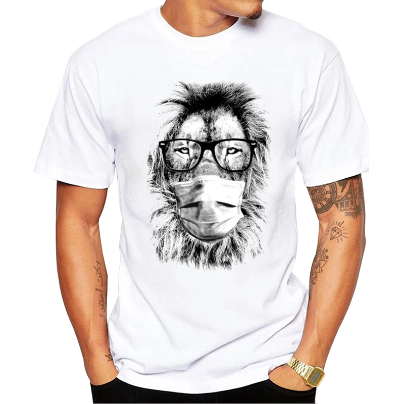 TEEHUB Fashion Masked Panda Men T-Shirt Hipster Lion/French Bulldog Printed Tshirts Short Sleeve Tops Funny Tee | Мужская одежда