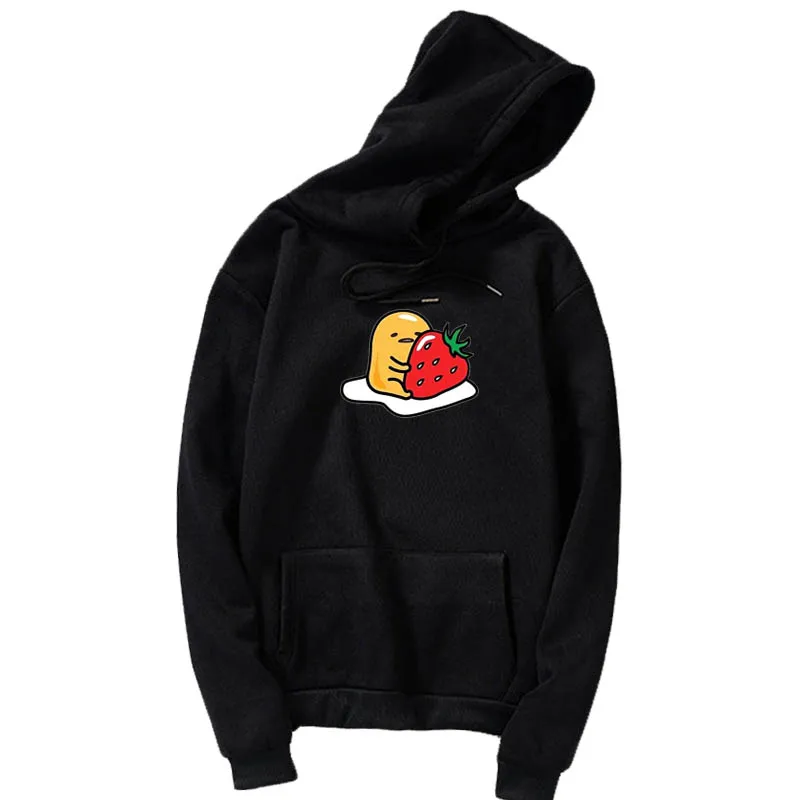 hoodies black 1 Мультяшка Гудетама Толстовка Harajuku Осень-зима длинный рукав плюс бархат Корейская одежда новые толстовки женские Kawaii Camiseta Muje - Цвет: hoodies black 1