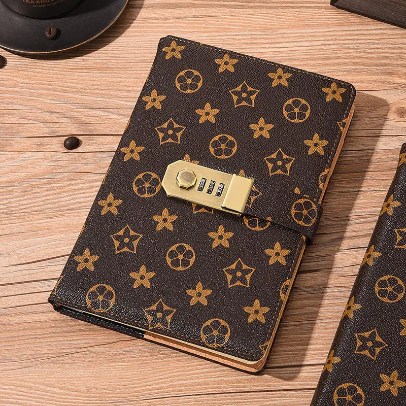 

Notebook Pupil Password Notebook Business Notepad Sheets Personal Diary with Lock Code Thick Notepad Leather Office School Supp