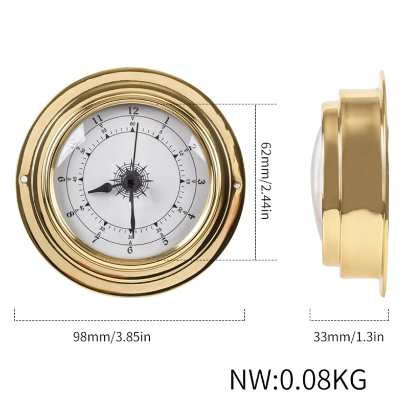 

4pcs/set Thermometer Hygrometer Barometer Watch Clock Copper Shell Zirconium Marine for Weather Station