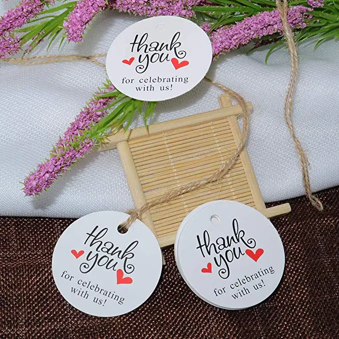 

100pcs kraft paper thank you for celebrate with us tags for wedding gift tags,package labels,clothing handmade price labels