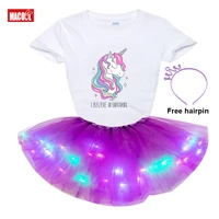 girls dress tutu skirt unicorn tutu birthday gift toddler baby outfit girl clothes party set toddler led light tutu friend skirt
