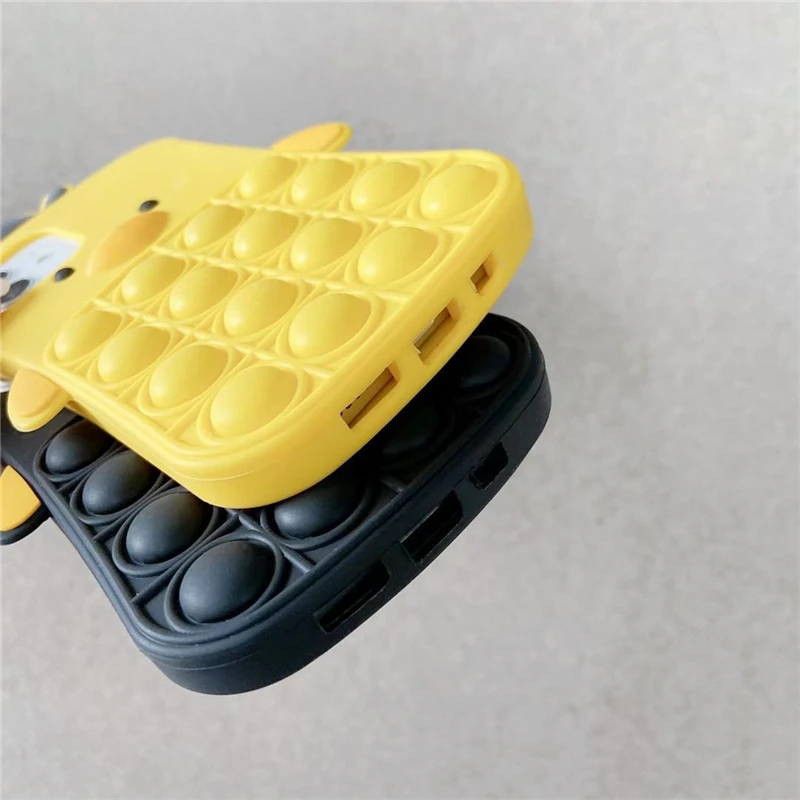 

Cute Cartoon Duck Relive Stress Phone Case For iphone 12Pro Max 11Pro 7 8Plus XS MAX X XR Fidget Toys Push Bubble Silicone Cover